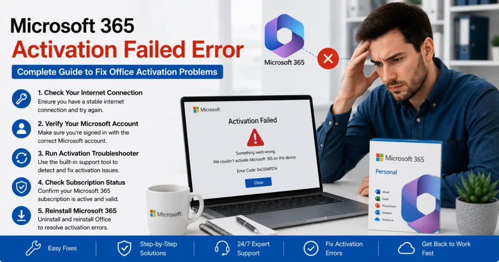 Microsoft 365 Activation Failed Error: Complete Guide to Fix Office Activation Problems