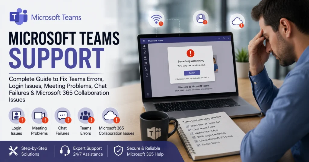 Microsoft Teams Support: Complete Guide to Fix Teams Errors, Login Issues, Meeting Problems, Chat Failures & Microsoft 365 Collaboration Issues