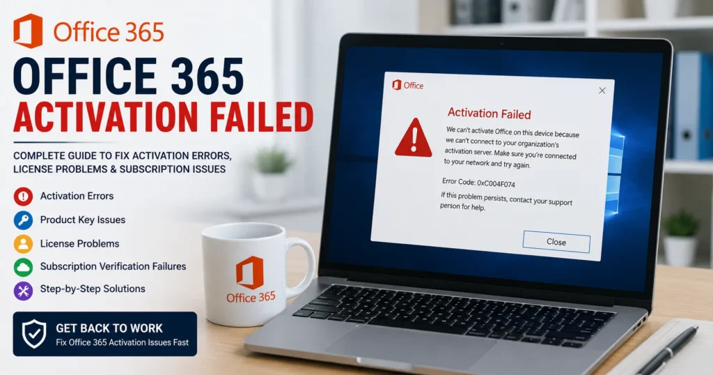 Office 365 Activation Failed: Complete Guide to Fix Activation Errors, License Issues, Product Key Problems & Subscription Verification Failures