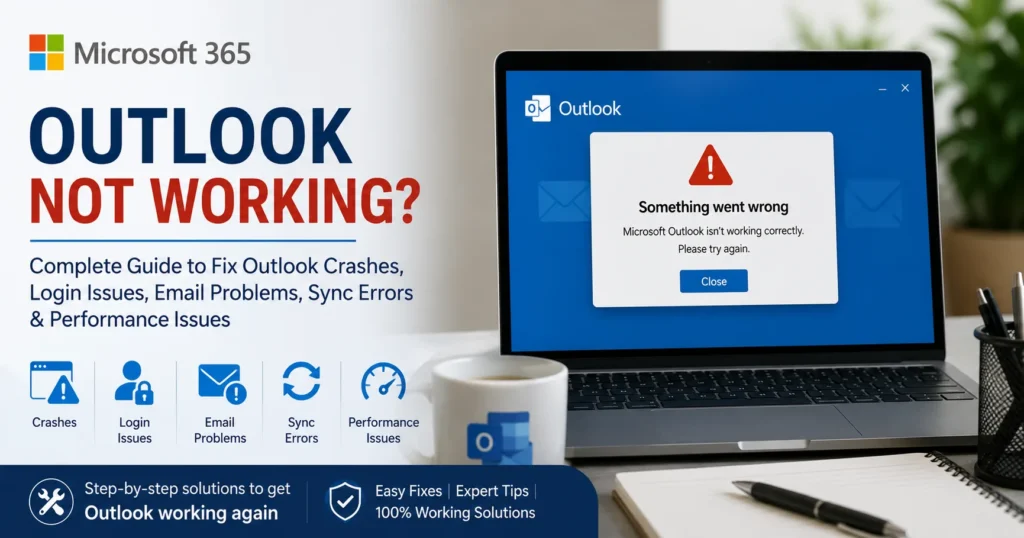 Outlook Not Working? Complete Guide to Fix Outlook Crashes, Login Issues, Email Problems, Sync Errors & Performance Issues