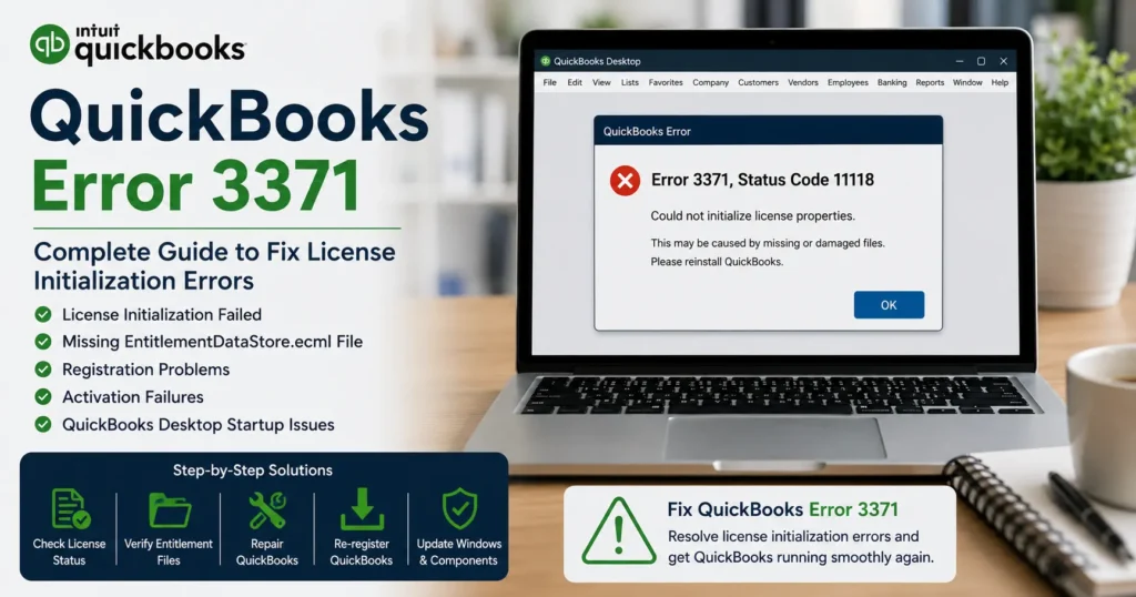 QuickBooks Error 3371 Fix | License Initialization Failed Guide
