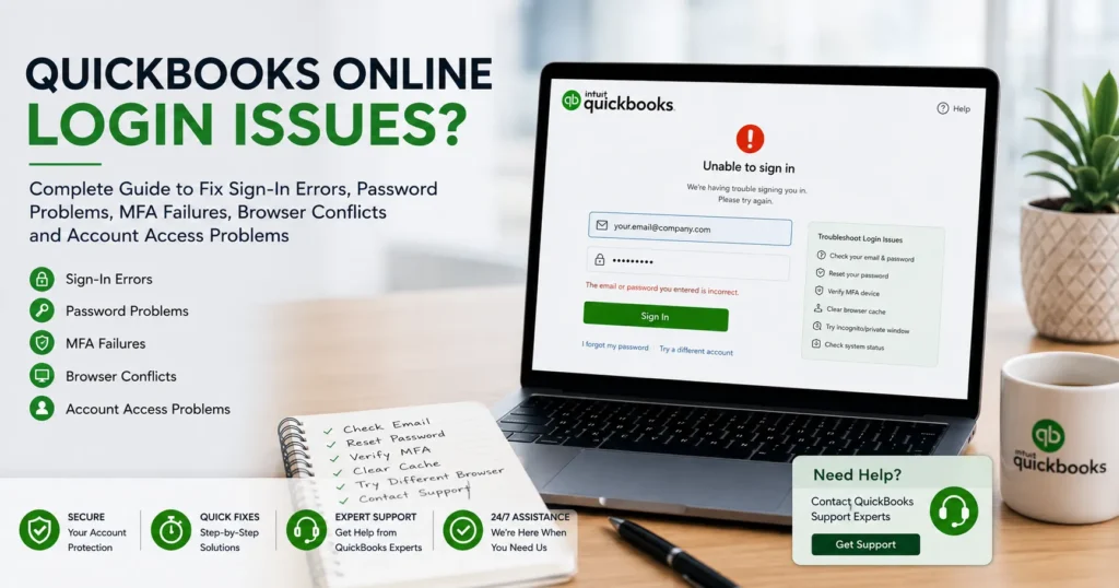 QuickBooks Online Login Issues: Complete Guide to Fix Sign-In Errors, Password Problems, MFA Failures & Account Access Issues