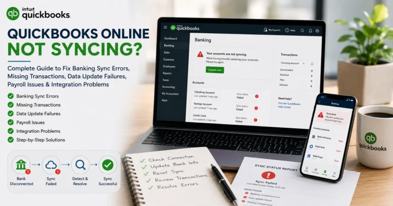 QuickBooks Online Not Syncing: Complete Guide to Fix Sync Errors, Banking Connection Issues, Data Update Failures & Integration Problems