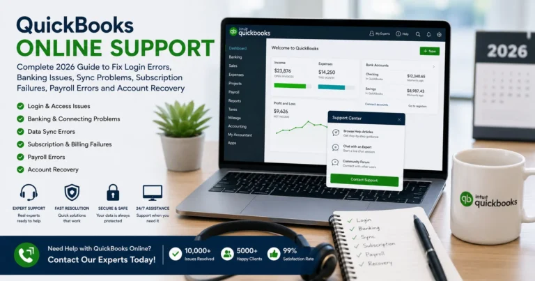 QuickBooks Online Support Guide 2026 | Fix Login, Banking, Sync & Subscription Issues